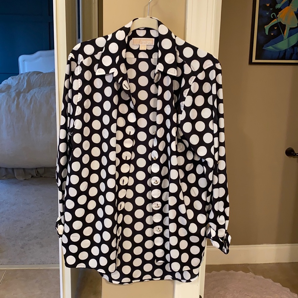 Michael Kors collar polka dot blouse